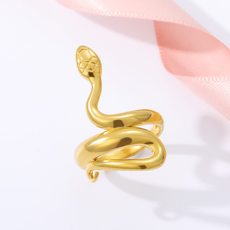 Sleek Snake Wrap Ring — Polished Gold-Tone