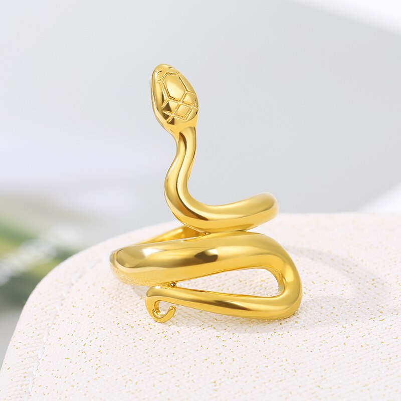 Sleek Snake Wrap Ring — Polished Gold-Tone