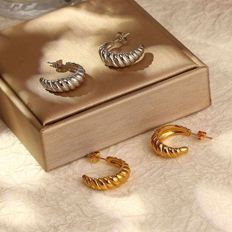 Regal Ribbed Twist Hoops