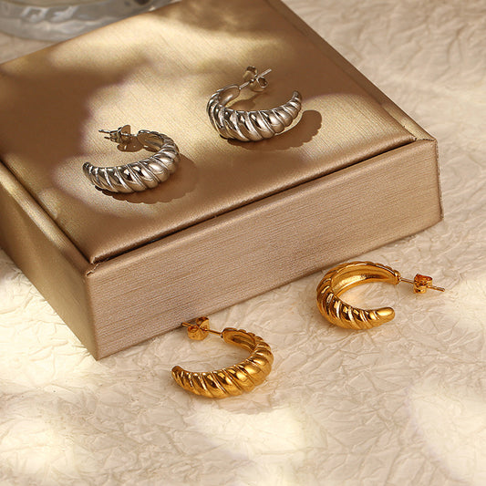 Regal Ribbed Twist Hoops