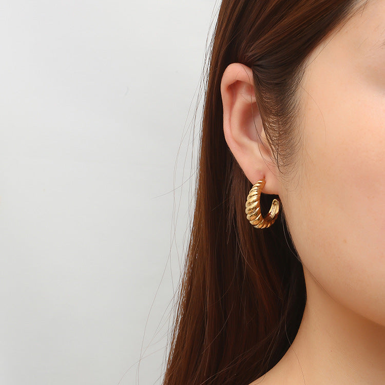 Regal Ribbed Twist Hoops