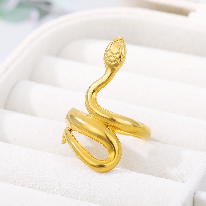Sleek Snake Wrap Ring — Polished Gold-Tone