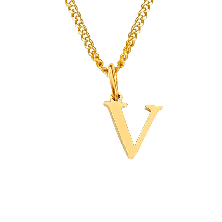 Initial Letter Necklace — Gold-Tone Minimal Pendant