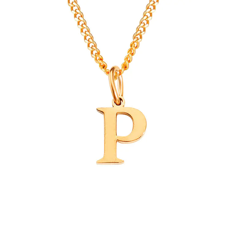 Initial Letter Necklace — Gold-Tone Minimal Pendant