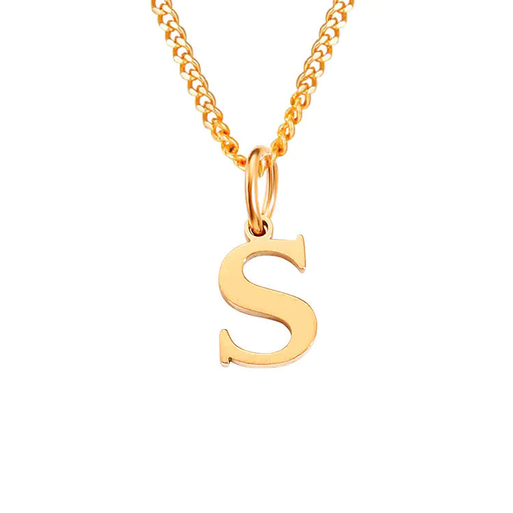 Initial Letter Necklace — Gold-Tone Minimal Pendant