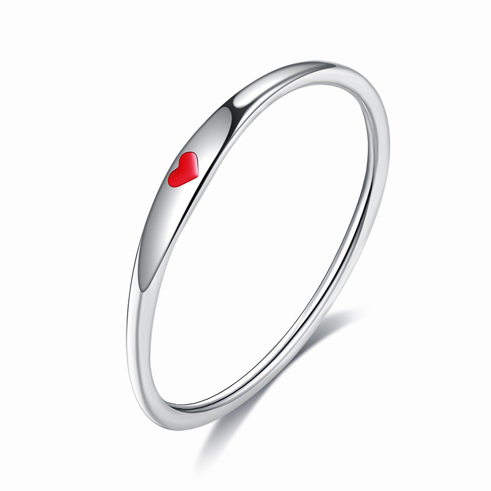 Minimalist Heart Stacking Ring — Elegant Silver Tone